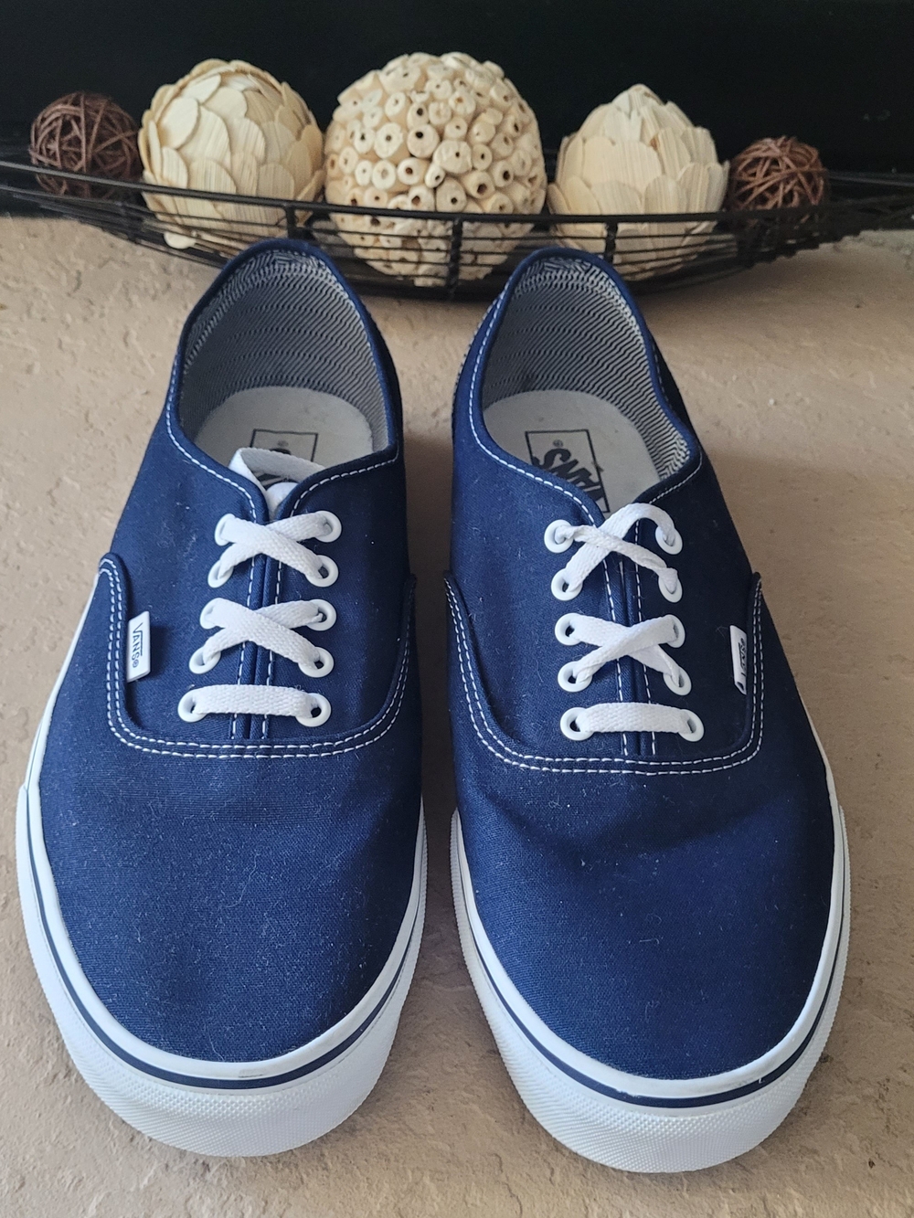 Size 14 VANS Authentic Blue/White Canvas Low Top Lace-Up Men Sneakers